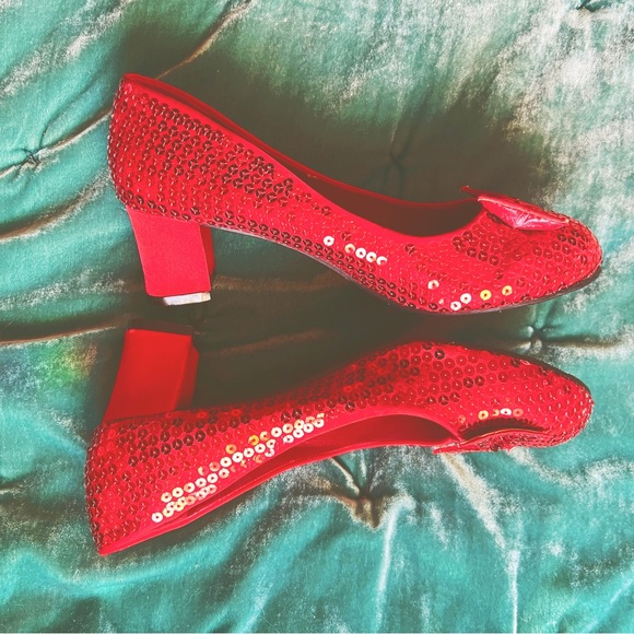 Dorothy Wizard Of Oz Red Sequin Glitter Heels Shoes size 7.5 / 8 - Picture 4 of 7